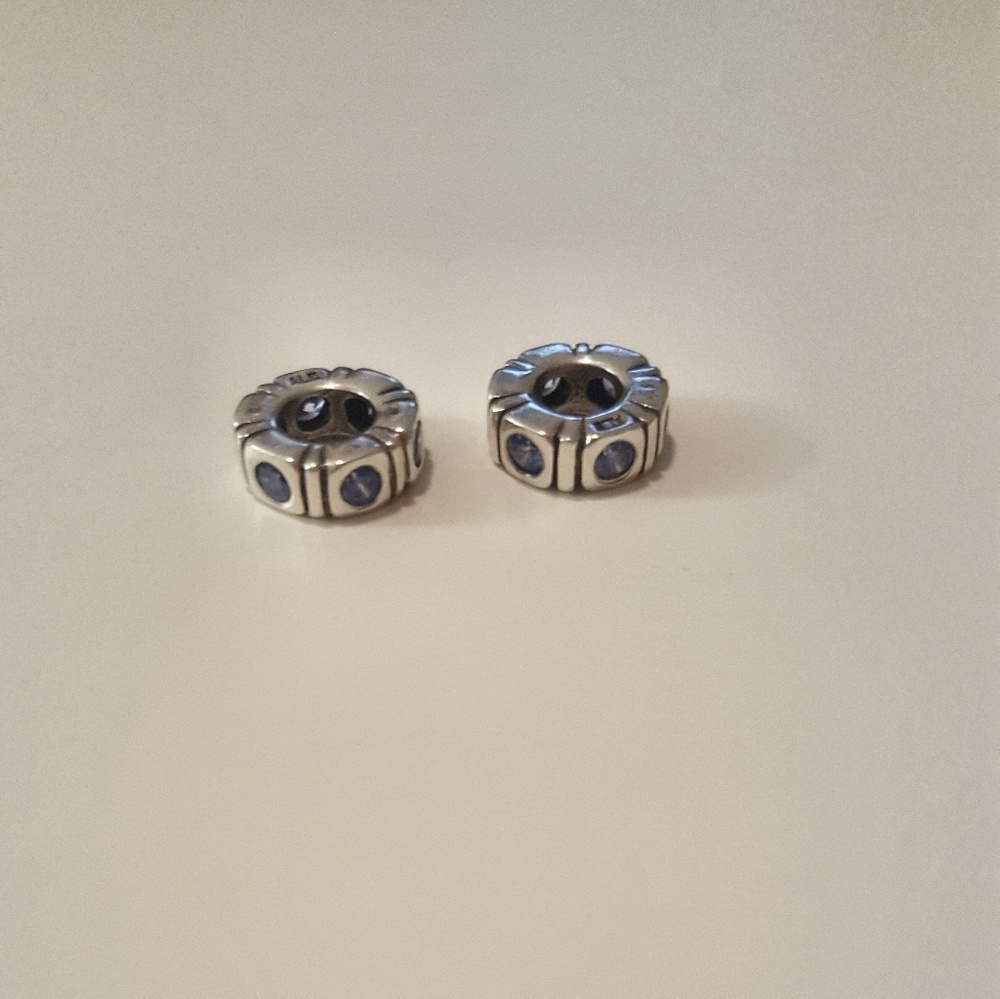 Pandora Charm Spacers - Blue Crystals